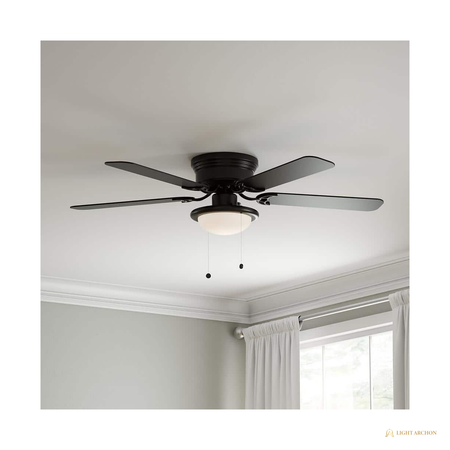 Light Archon Umbra 52 in. Low-Profile Ceiling Fan with LED Light Kit, Black - front view