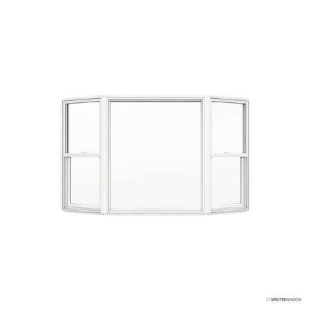 Spectre Window 81 in. x 50 in. Vinyl Bay Window with Single Hung Flankers and Low-E Glass - front view