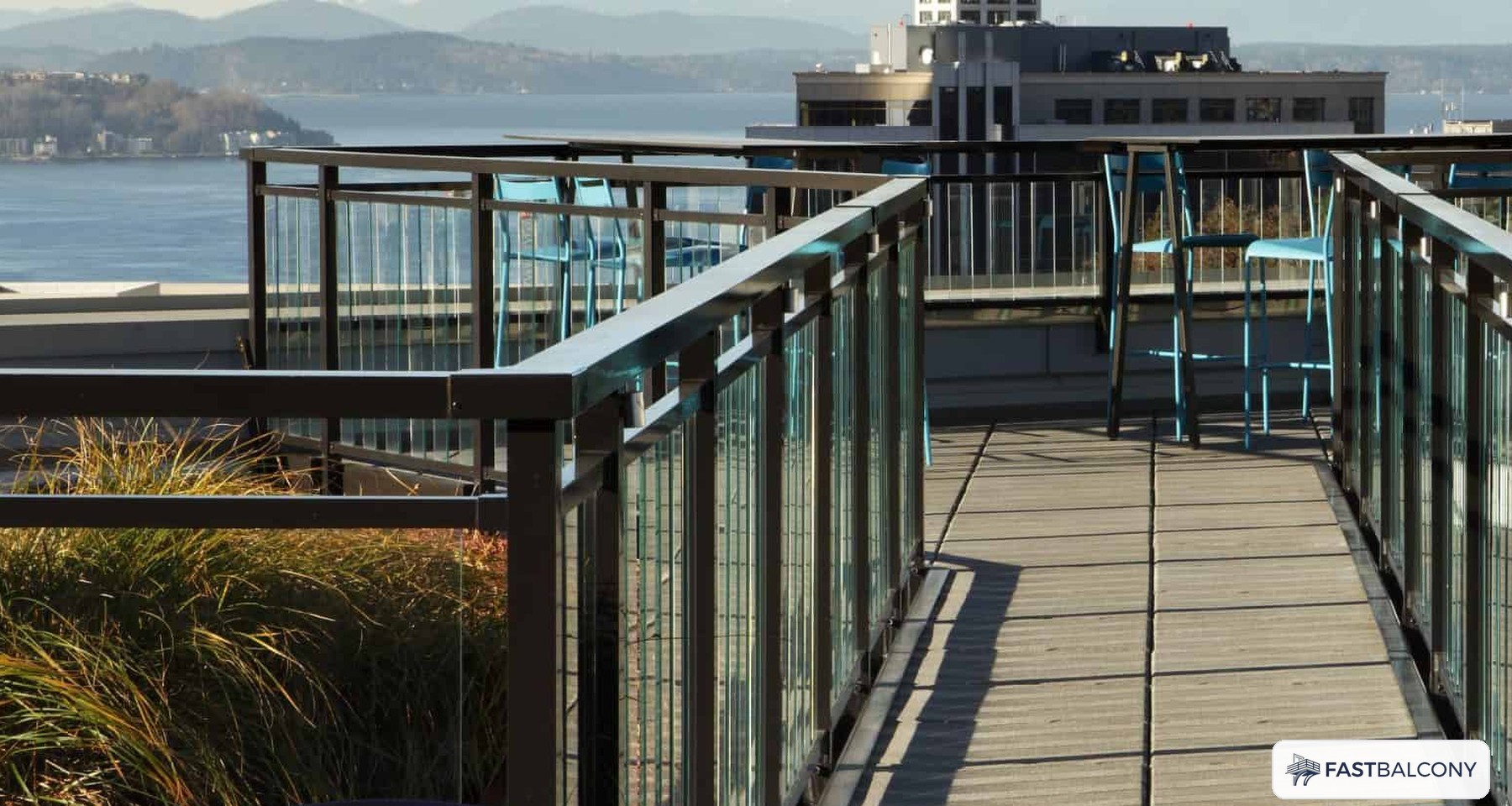 Fast Balcony Glass Balcony Railing System - elevation view