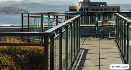 Fast Balcony Glass Balcony Railing System - elevation view