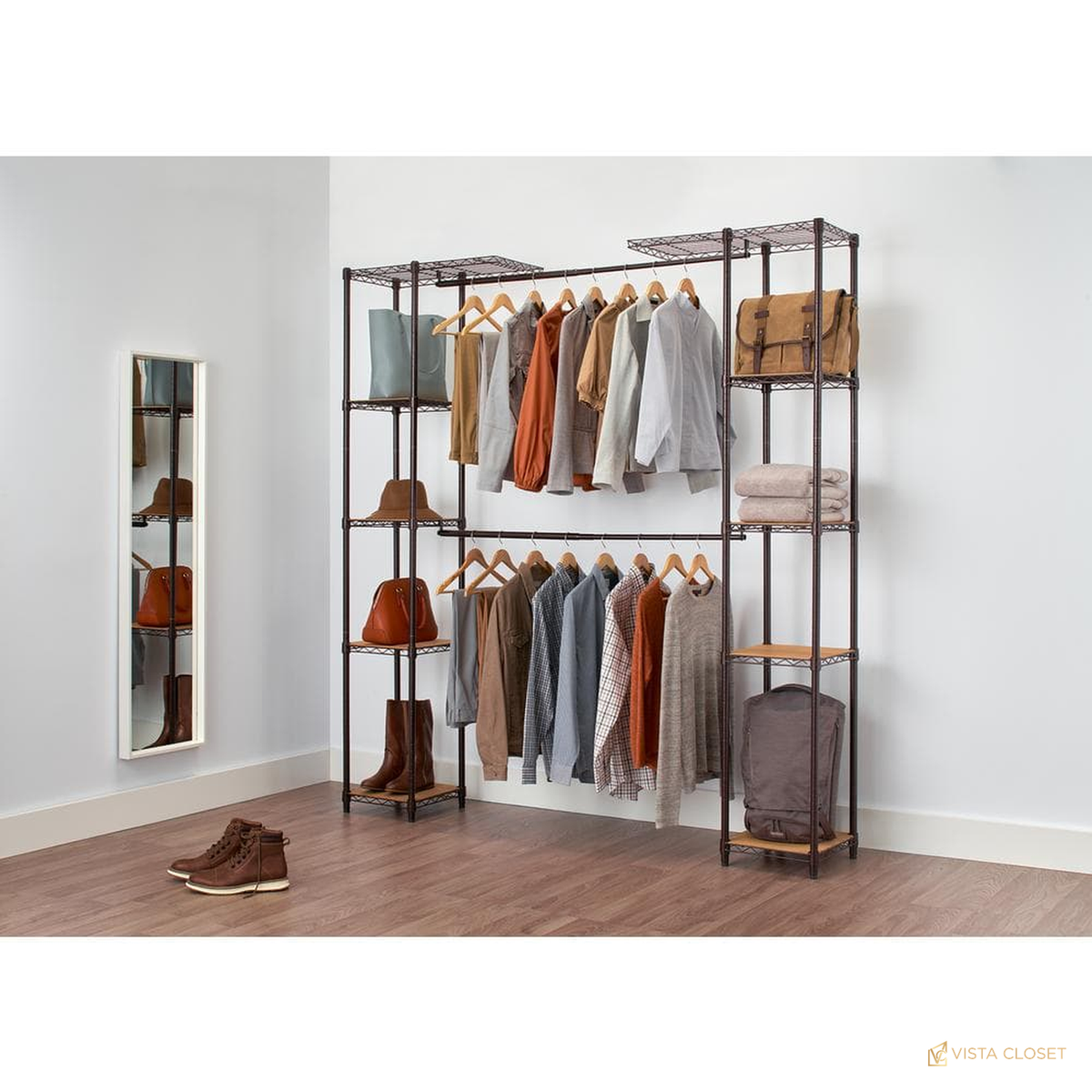Vista Closet 76 in. W Expandable Freestanding Wire Closet Organizer - front view