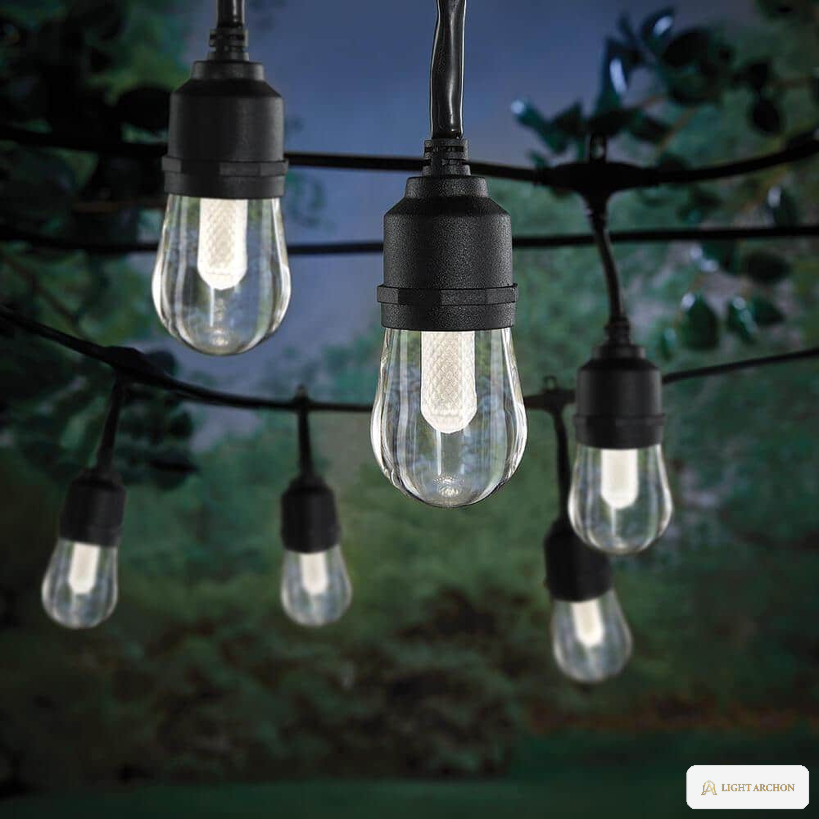 Light Archon Prism Smart RGBW LED Patio Light Strand, Black - front view