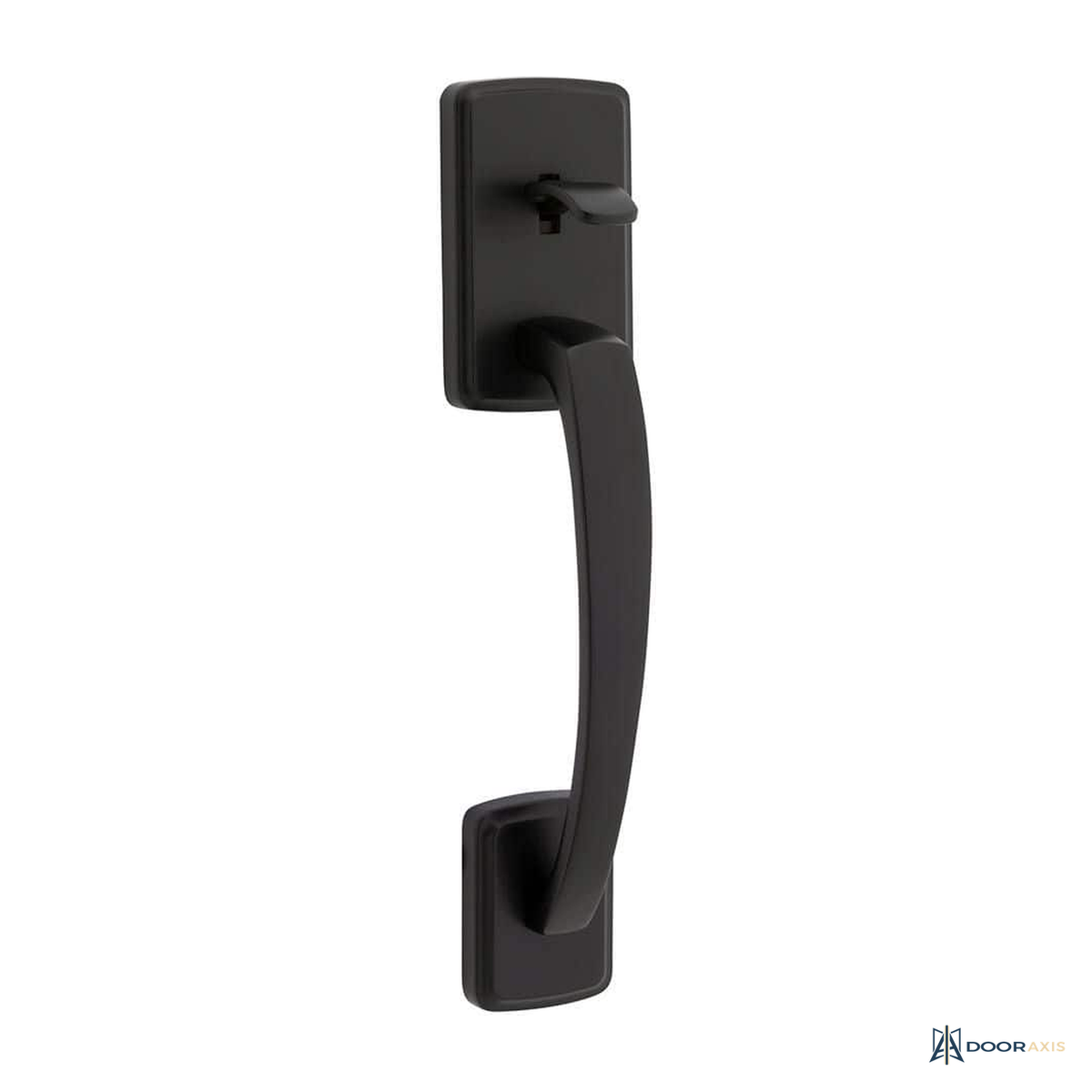 Door Axis Matte Black Exterior Grip Door Handleset - front view