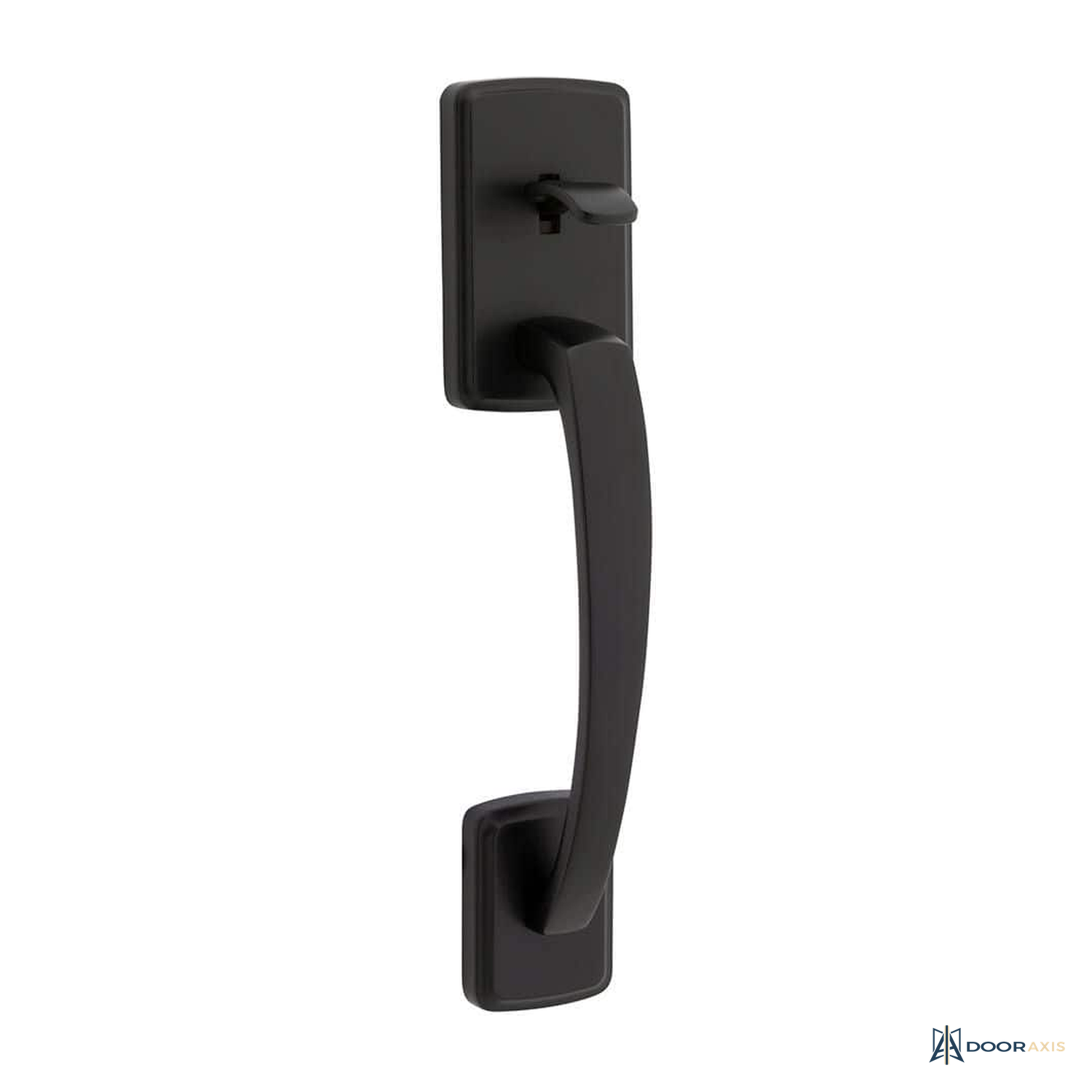 Door Axis Matte Black Exterior Grip Door Handleset - front view