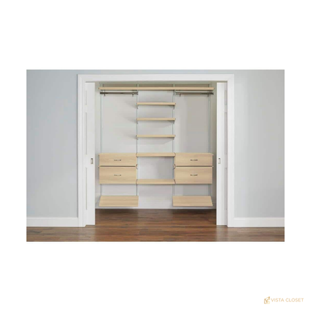 Vista Closet 6 ft Birch Modular Closet Kit with Drawers and Shoe Shelves - front view
