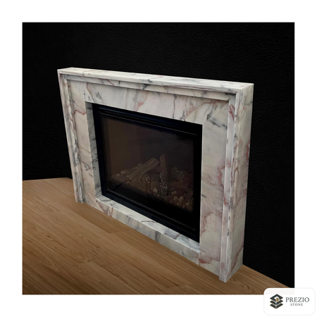 Prezio Stone Evelyn Carved Stone Fireplace Mantel in Moz White Marble - primary material view