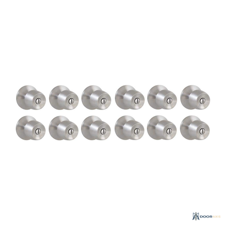 Door Axis Stainless Steel Finish Bed and Bath Door Knob, Single and 12-Pack - front view