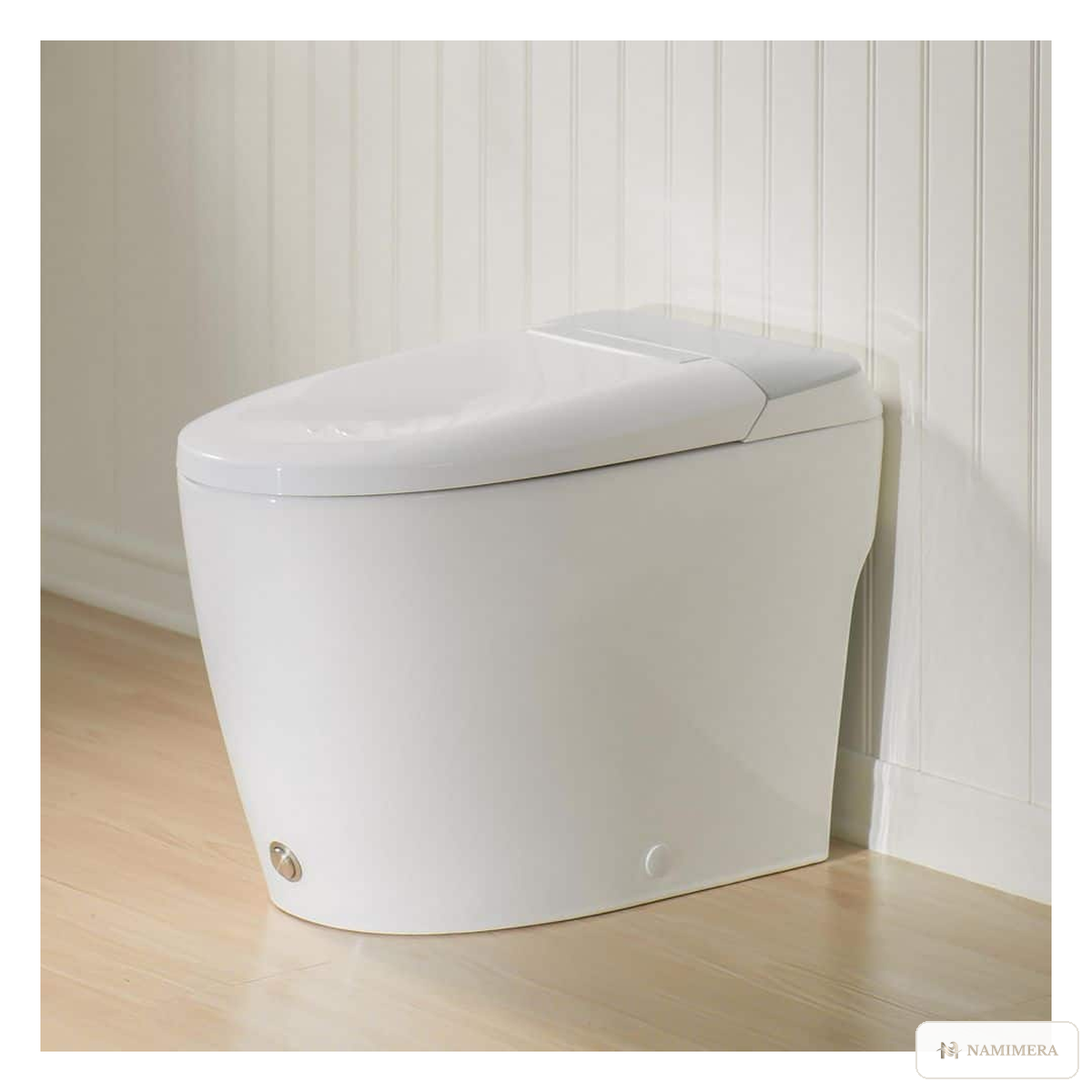 Namimera Air-Assist One-Piece Elongated Toilet, 1.0 GPF, 12 in. Rough-In, White - front view