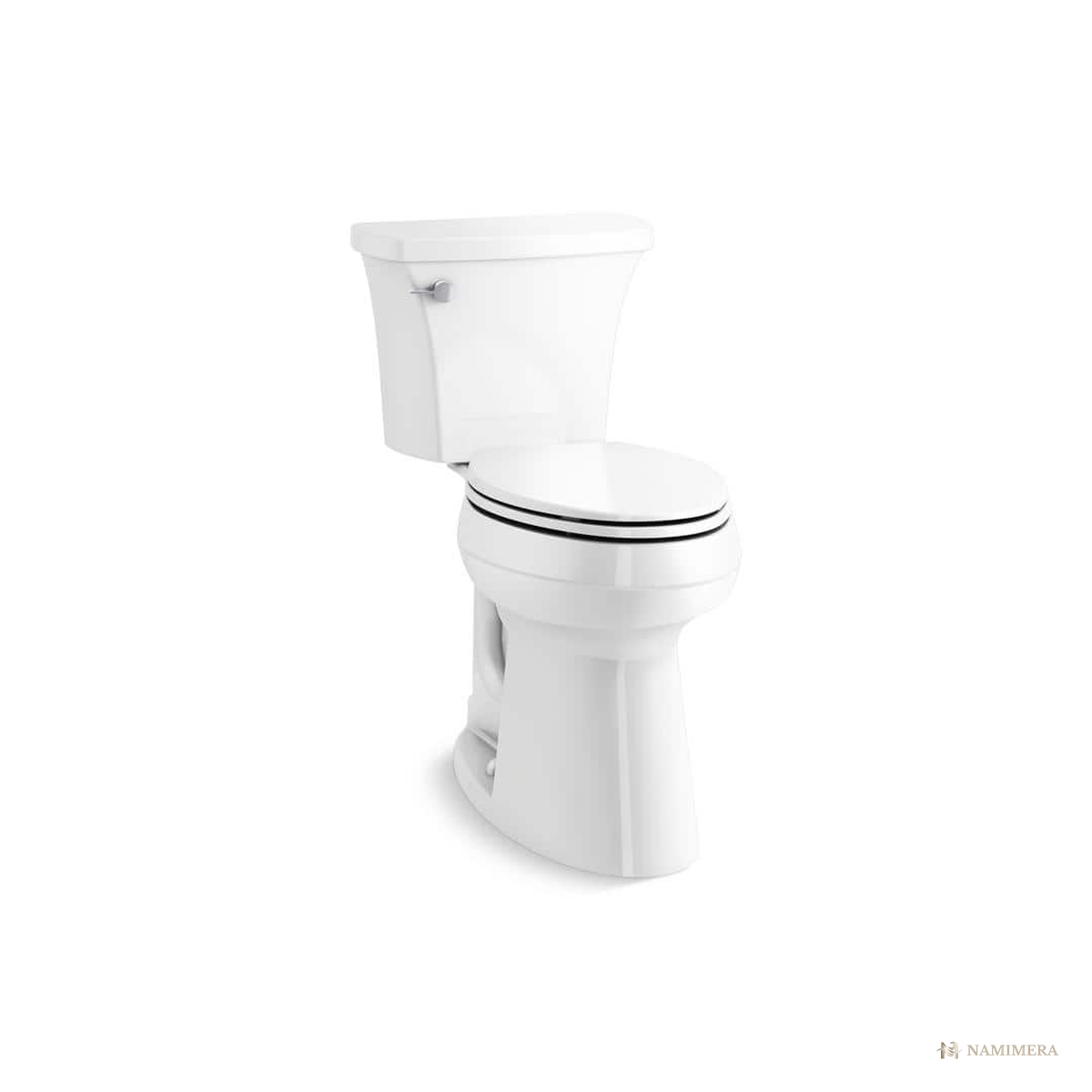 Namimera Two-Piece Elongated Extra-Tall Toilet, 1.28 GPF Single Flush, 12 in. Rough-In, White - front view