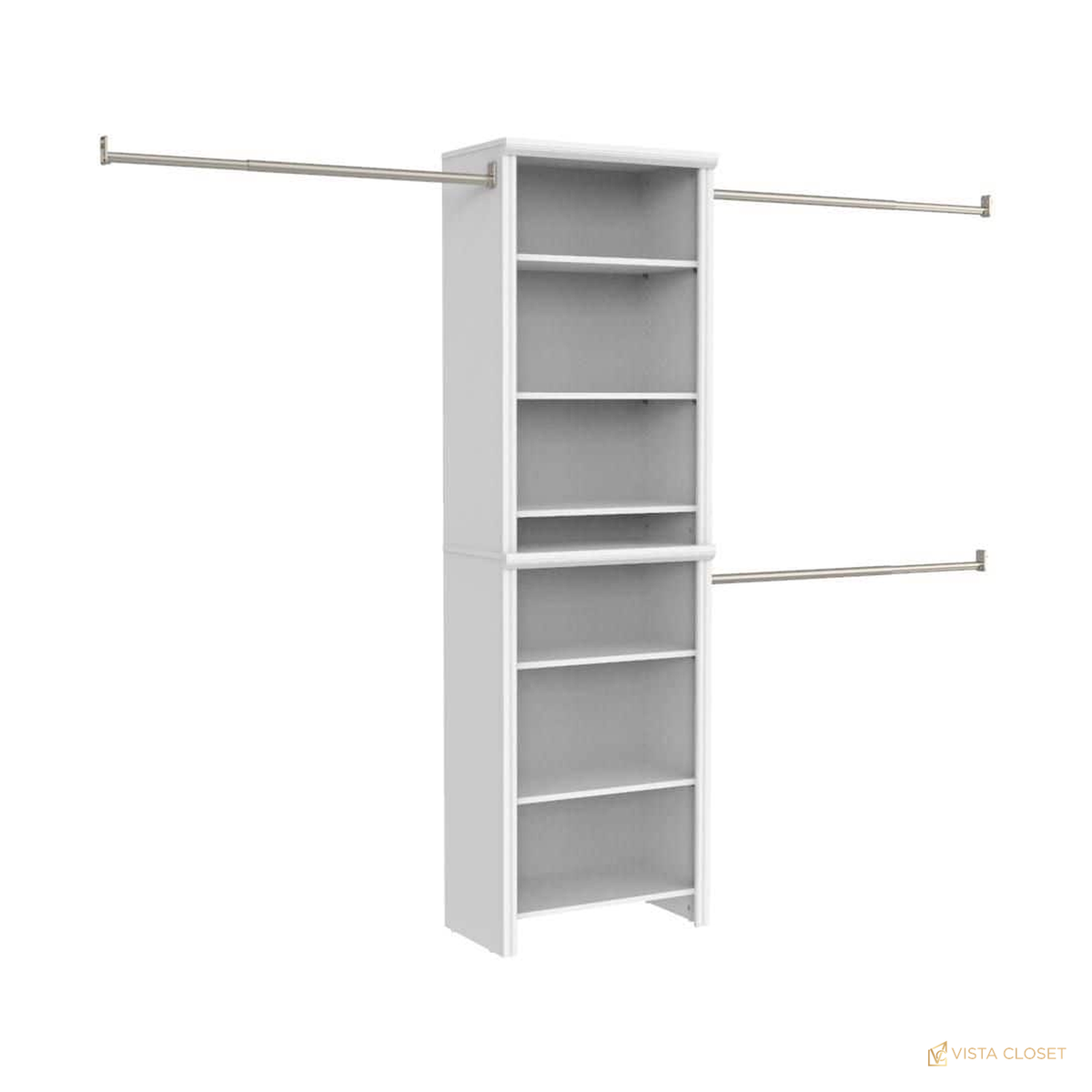 Vista Closet 60 in. to 120 in. W White Trimmed Wood Closet System Kit - front view
