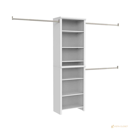 Vista Closet 60 in. to 120 in. W White Trimmed Wood Closet System Kit - front view