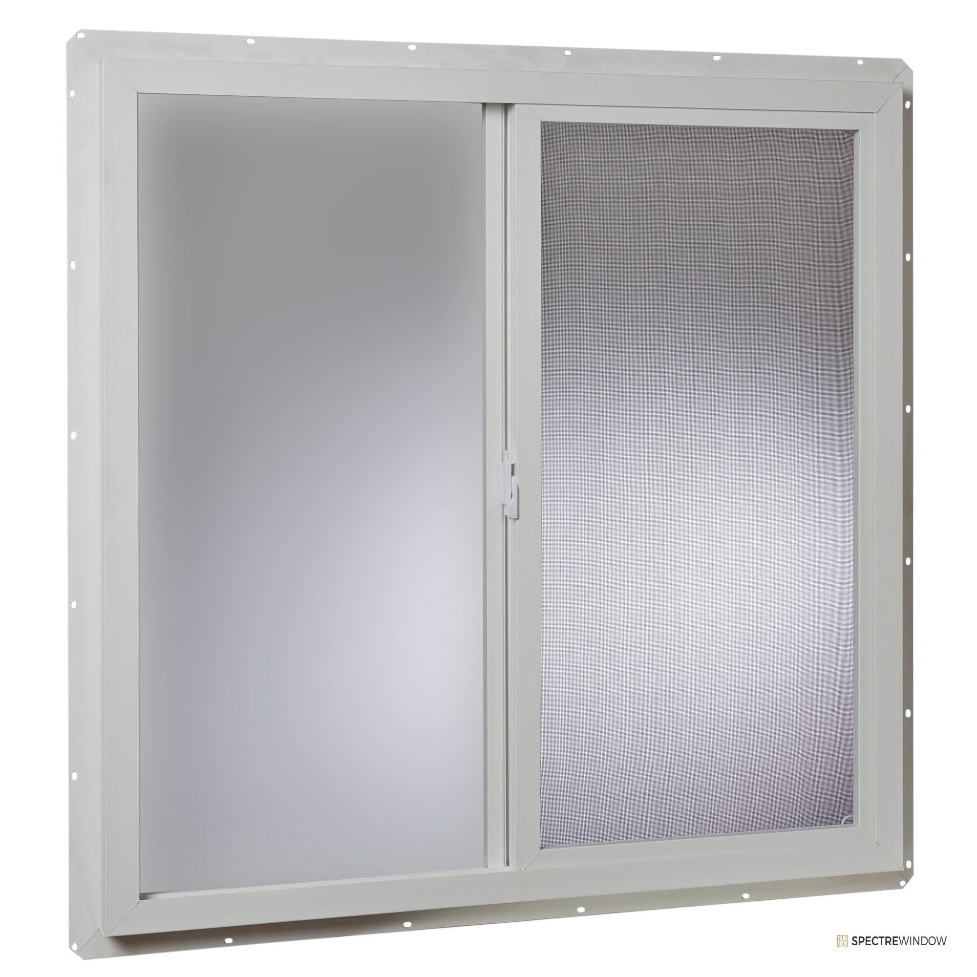 Spectre Window 35.5 in. x 35.5 in. Vinyl Utility Sliding Window with Half Screen - front view