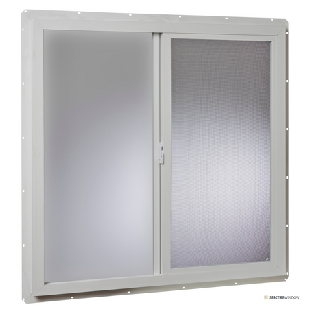 Spectre Window 35.5 in. x 35.5 in. Vinyl Utility Sliding Window with Half Screen - front view