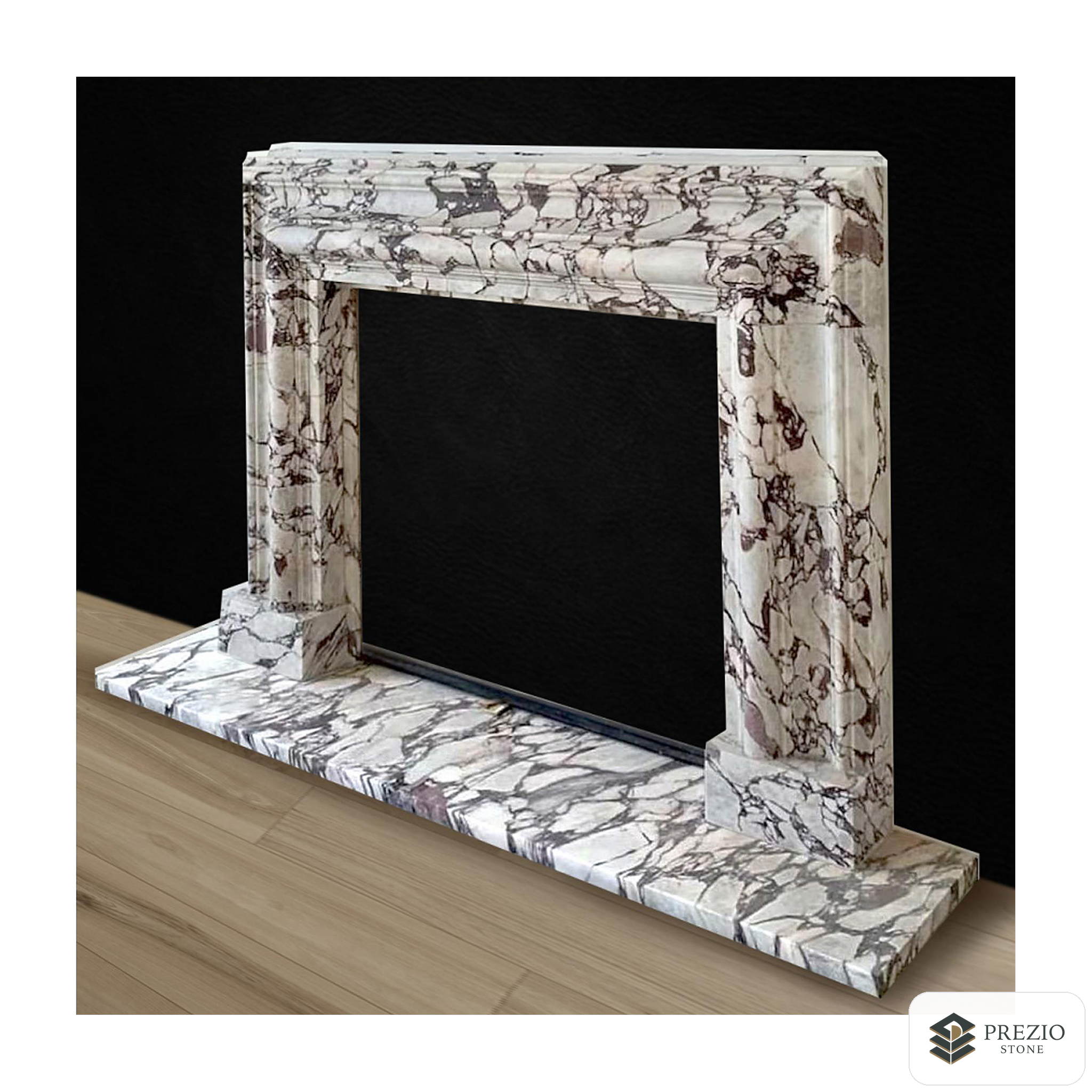 Prezio Stone Beatrice 55 in. W Carved Stone Fireplace Mantel in Calacatta Viola Marble - primary material view