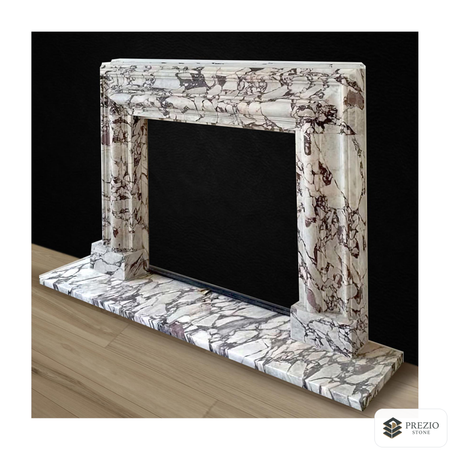 Prezio Stone Beatrice 55 in. W Carved Stone Fireplace Mantel in Calacatta Viola Marble - primary material view