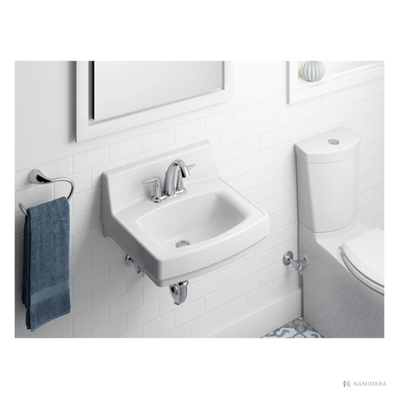 Namimera 20-3/4 in. Wall-Mount Vitreous China Bathroom Sink, 4 in. Centerset, White - front view