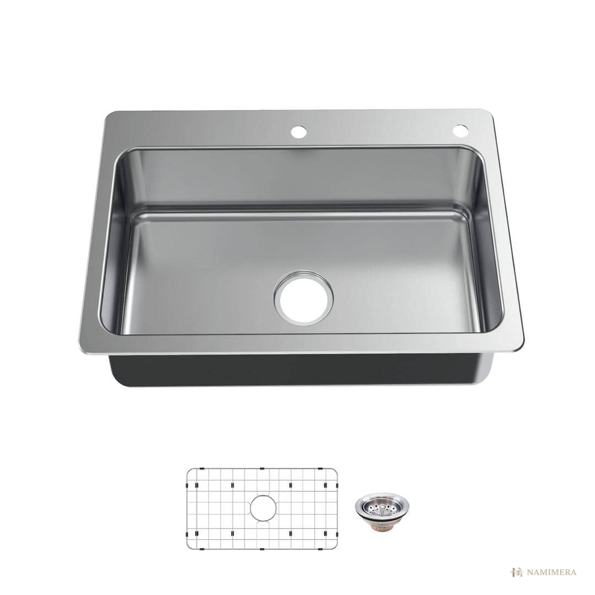 Namimera 33 in. Drop-In 18-Gauge Stainless Steel Kitchen Sink - front view