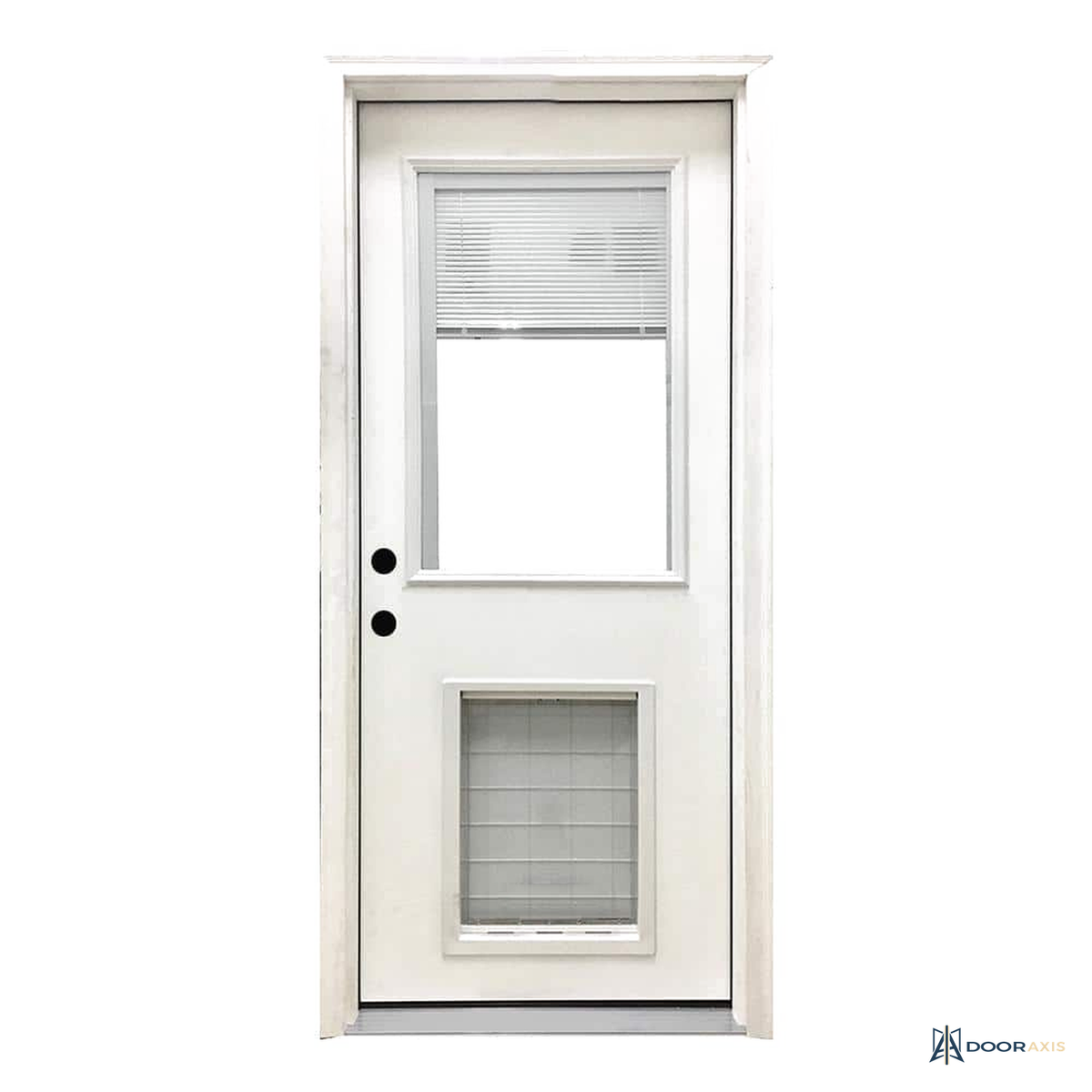 Door Axis 36 in x 80 in Half Lite Fiberglass Prehung Front Door with Extra Large Pet Door - front view