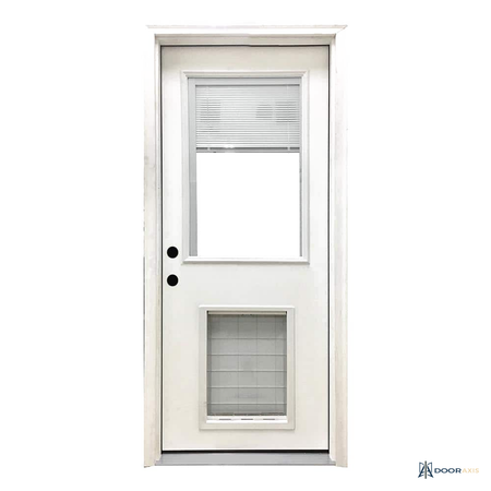 Door Axis 36 in x 80 in Half Lite Fiberglass Prehung Front Door with Extra Large Pet Door - front view