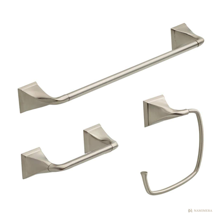 Namimera 3-Piece Bath Hardware Set with 24 in. Towel Bar, Brushed Nickel - front view