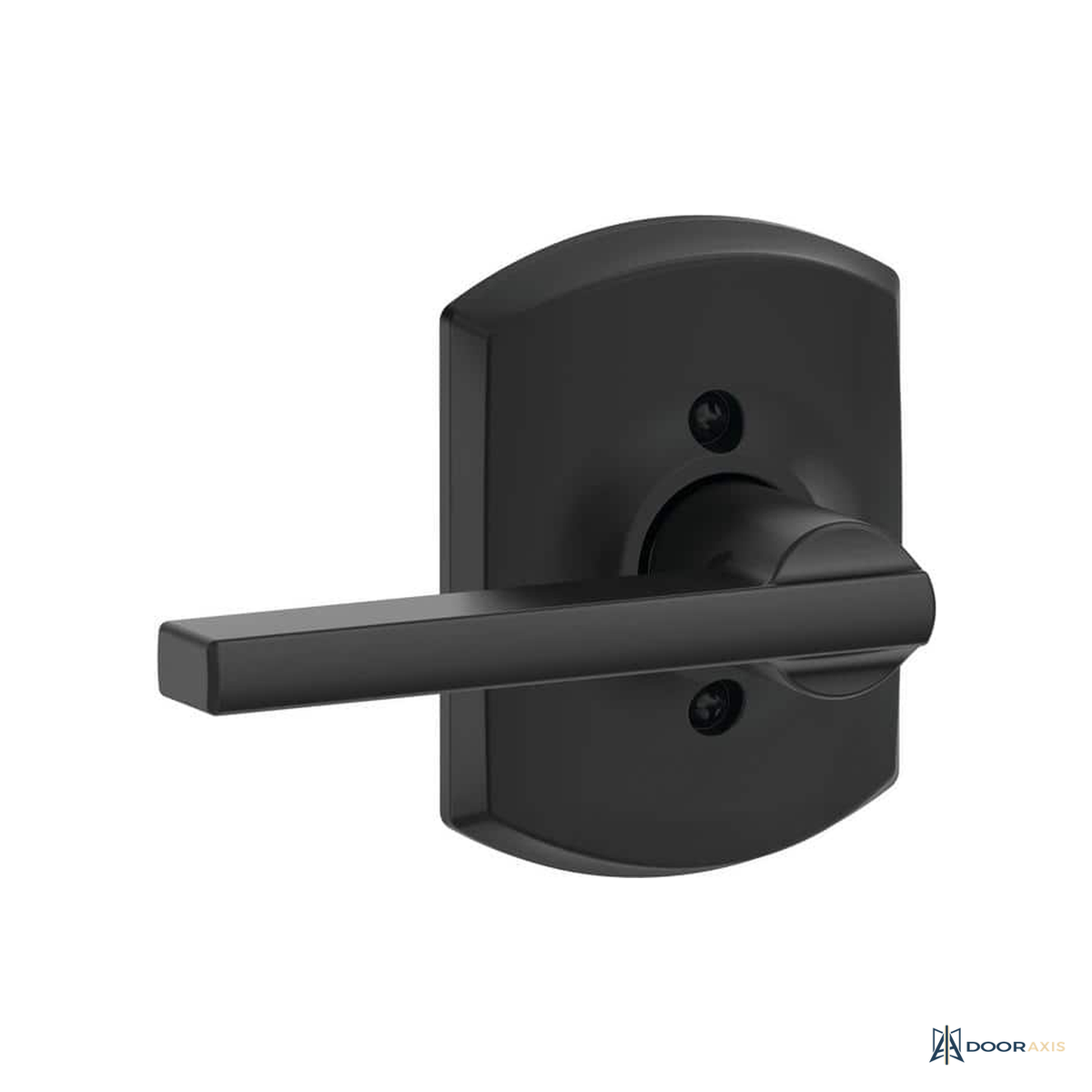 Door Axis Matte Black Non-Turning Dummy Door Lever with Arch Trim - front view
