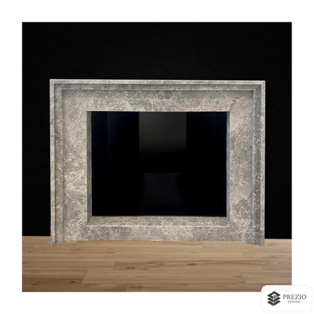 Prezio Stone Clara Carved Stone Fireplace Mantel in Elegant Grey - primary material view