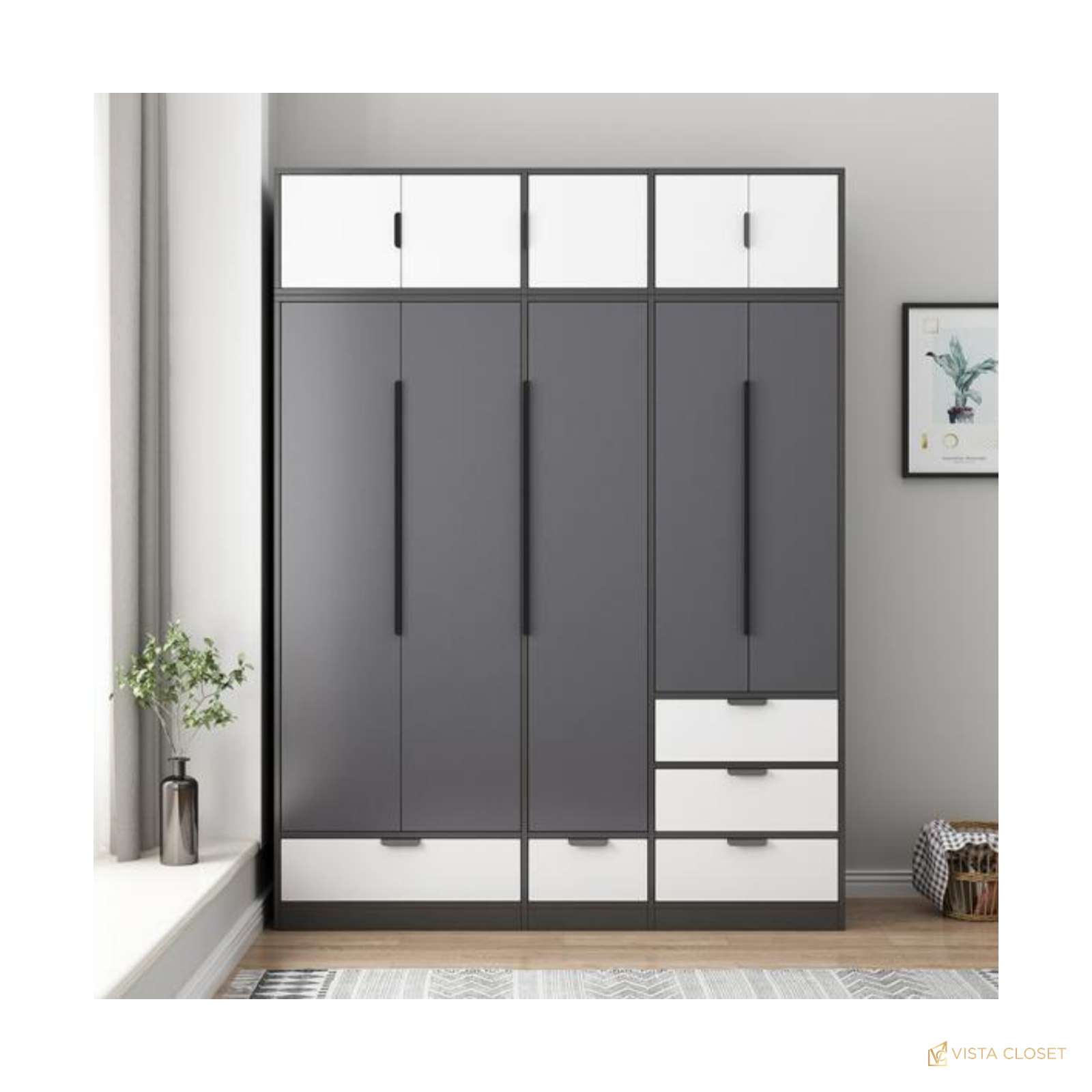 Vista Closet Charcoal Modular Hinged Wardrobe - front view