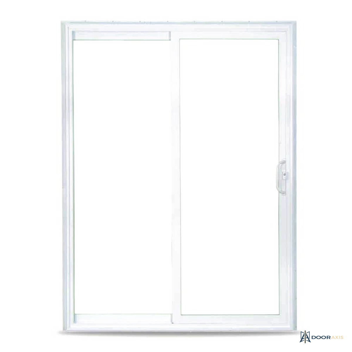 Door Axis 72 in x 80 in White Reversible Vinyl Sliding Patio Door, Low-E Insulated Glass - front view