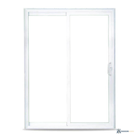 Door Axis 72 in x 80 in White Reversible Vinyl Sliding Patio Door, Low-E Insulated Glass - front view