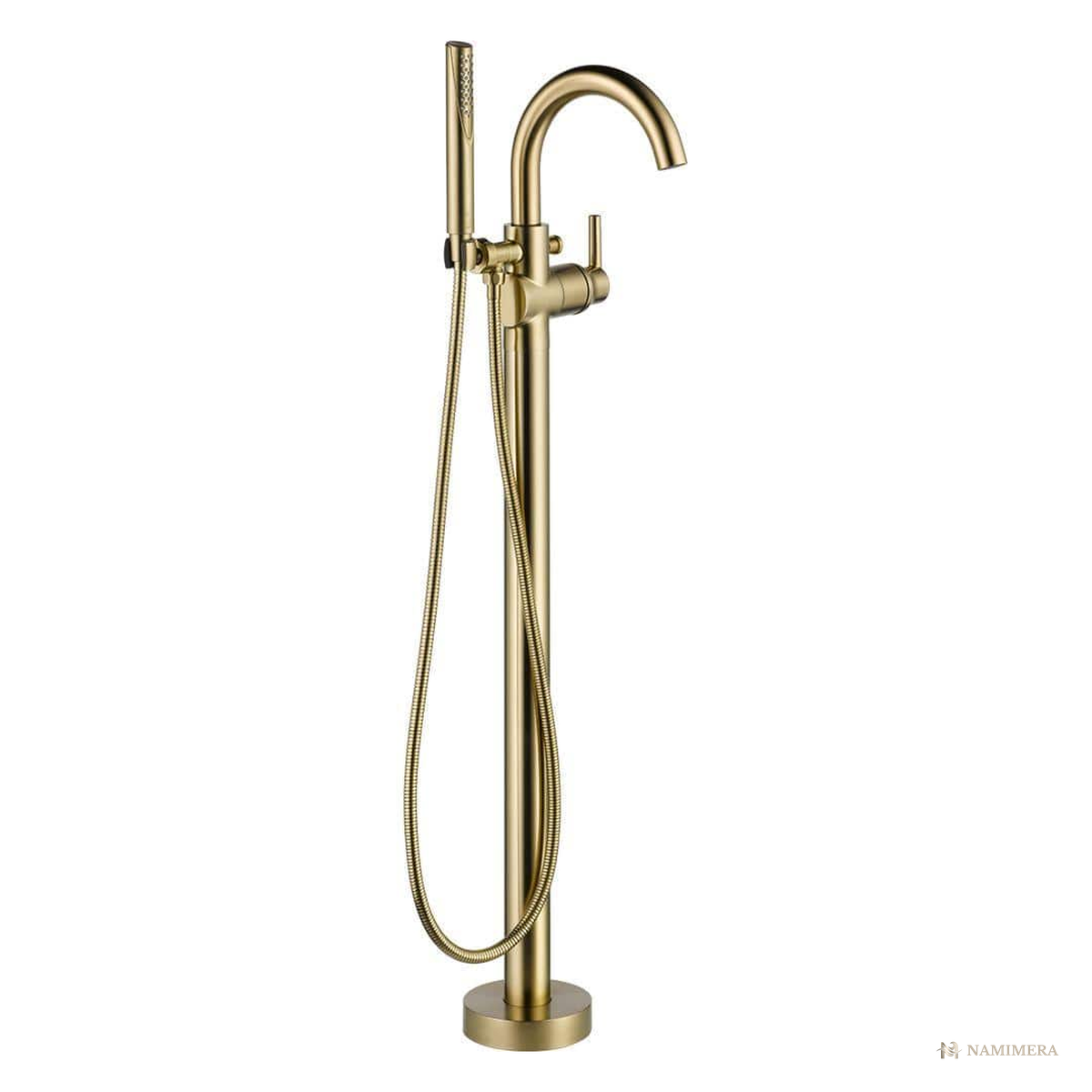 Namimera Single-Handle Floor-Mount Tub Filler Trim with Hand Shower, Champagne Bronze - front view
