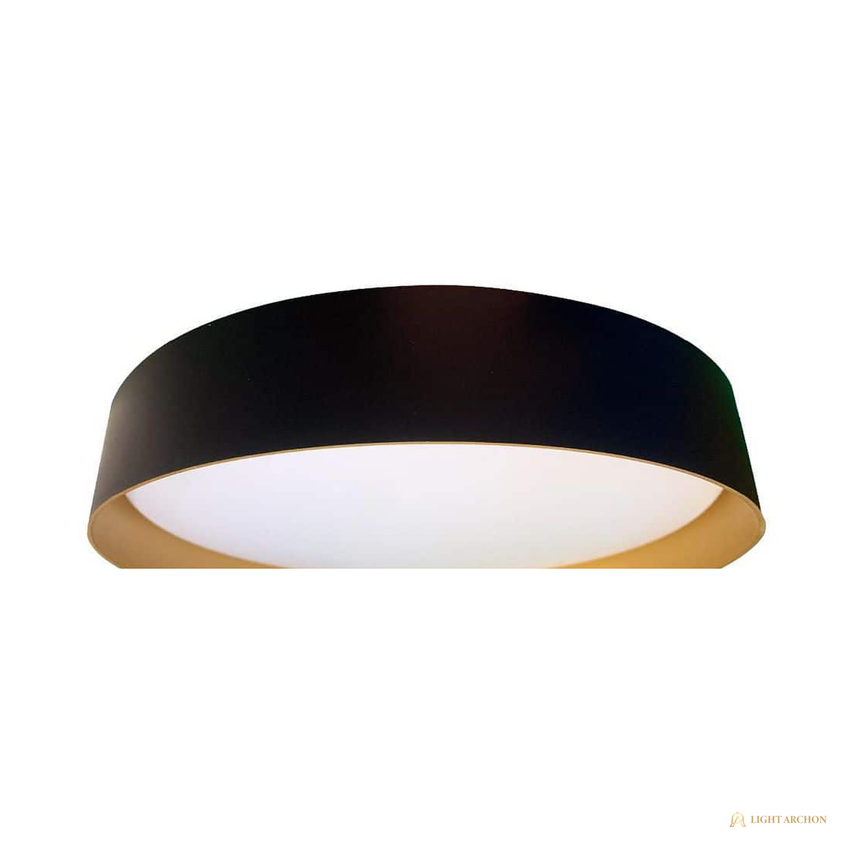 Light Archon Tambour 14 in. Drum LED Flush Mount, Black and Gold, Selectable CCT - front view