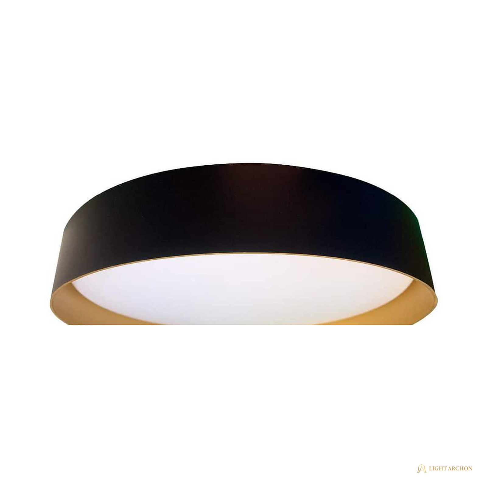 Light Archon Tambour 14 in. Drum LED Flush Mount, Black and Gold, Selectable CCT - front view