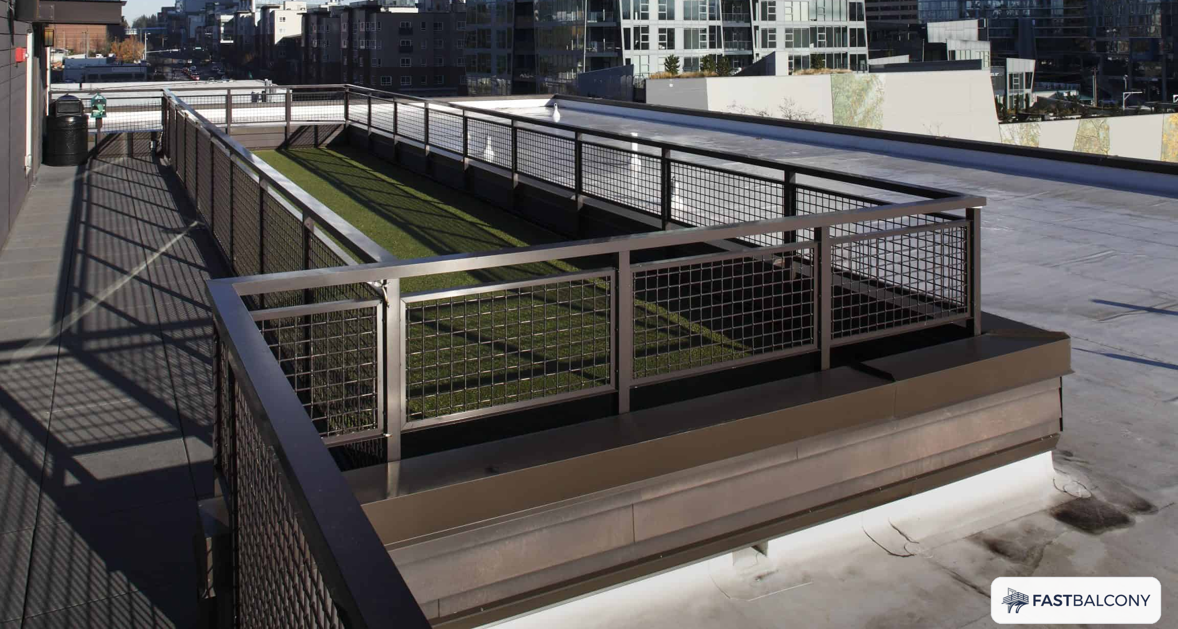 Fast Balcony Perforated Mesh Balcony Railing Panel System - elevation view