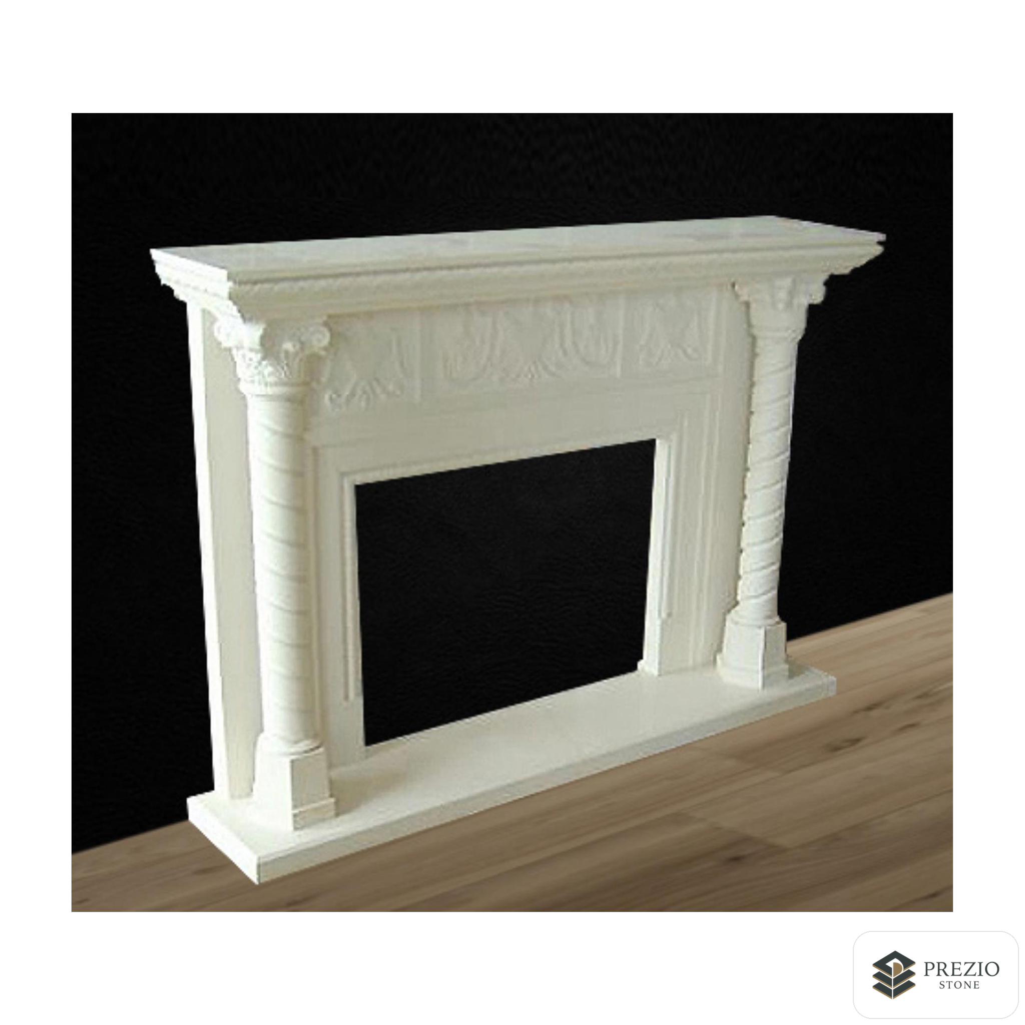 Prezio Stone Olivia 59 in. W Carved Stone Fireplace Mantel, Based on Carrara Marble - primary material view