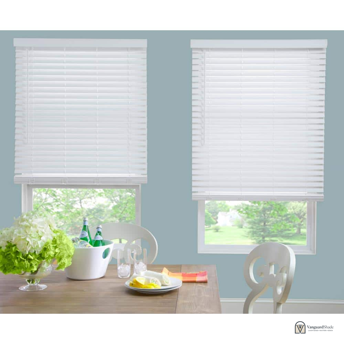 Vanguard Shade 2 in. Cordless Faux Wood Blind, Custom Cut Width - front view