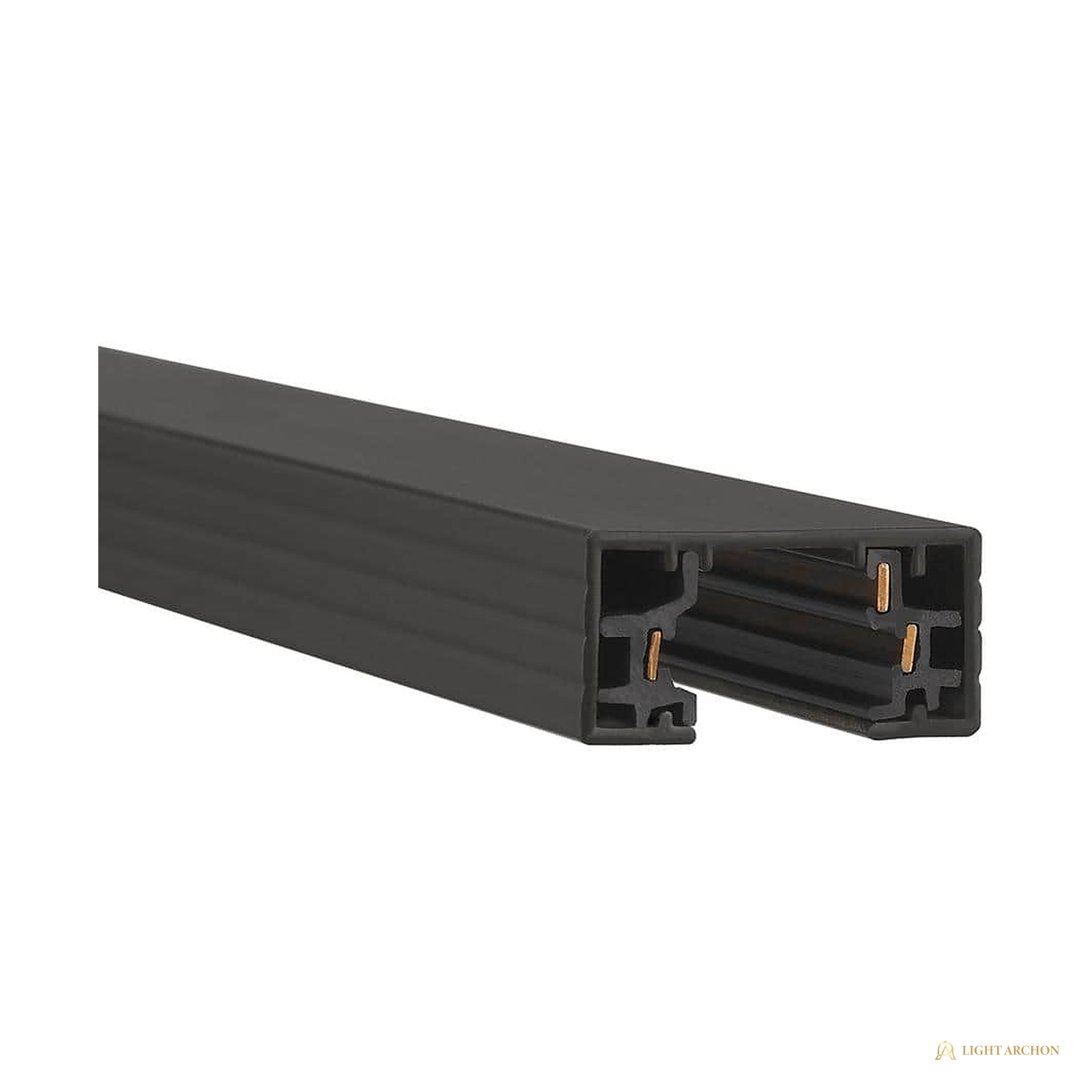 Light Archon Traverse 8 ft. Single Circuit H-Type Track Section with Endcaps, Black - front view