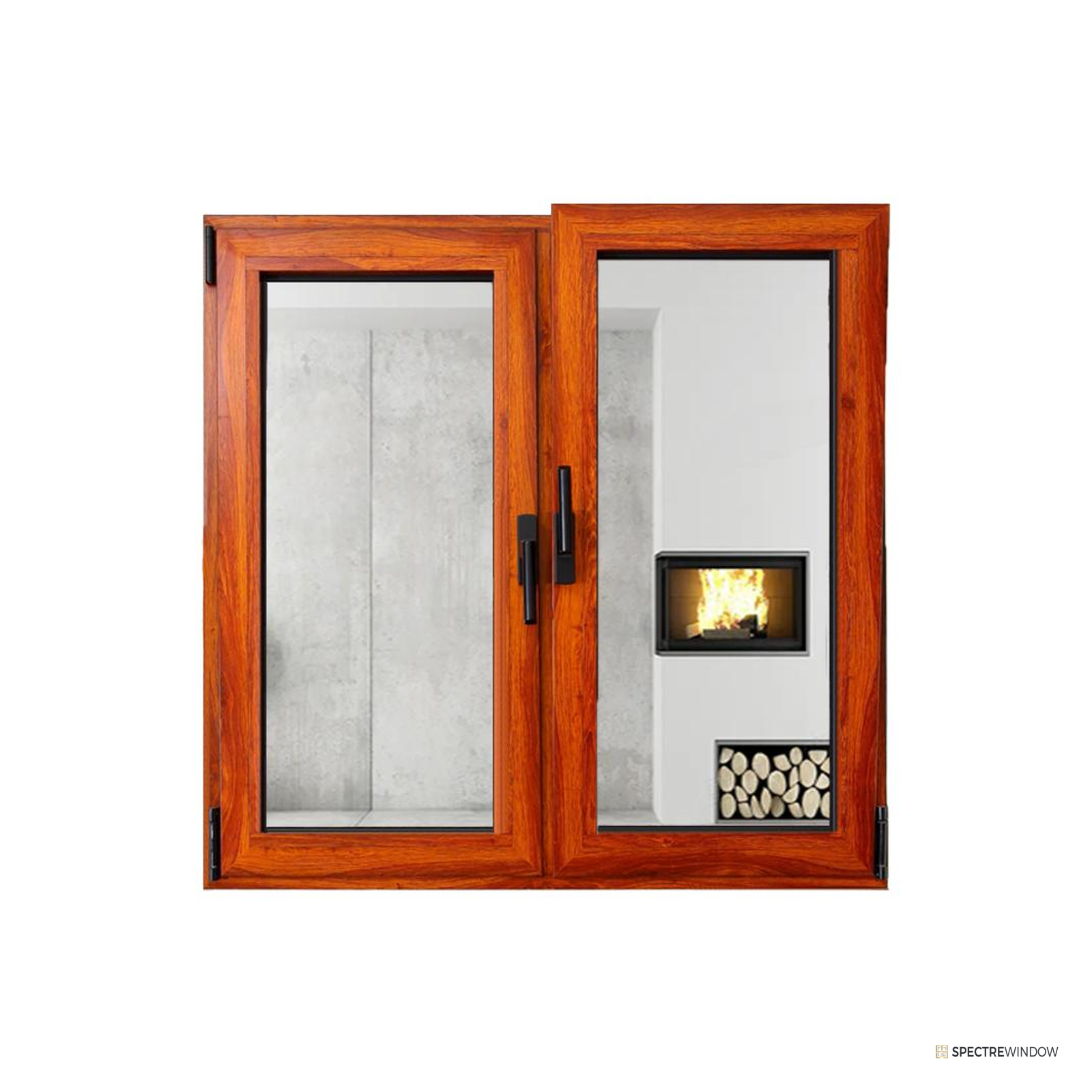 Spectre Window 55 Series Thermally Broken Aluminum Casement Window, Insulated Glass - front view