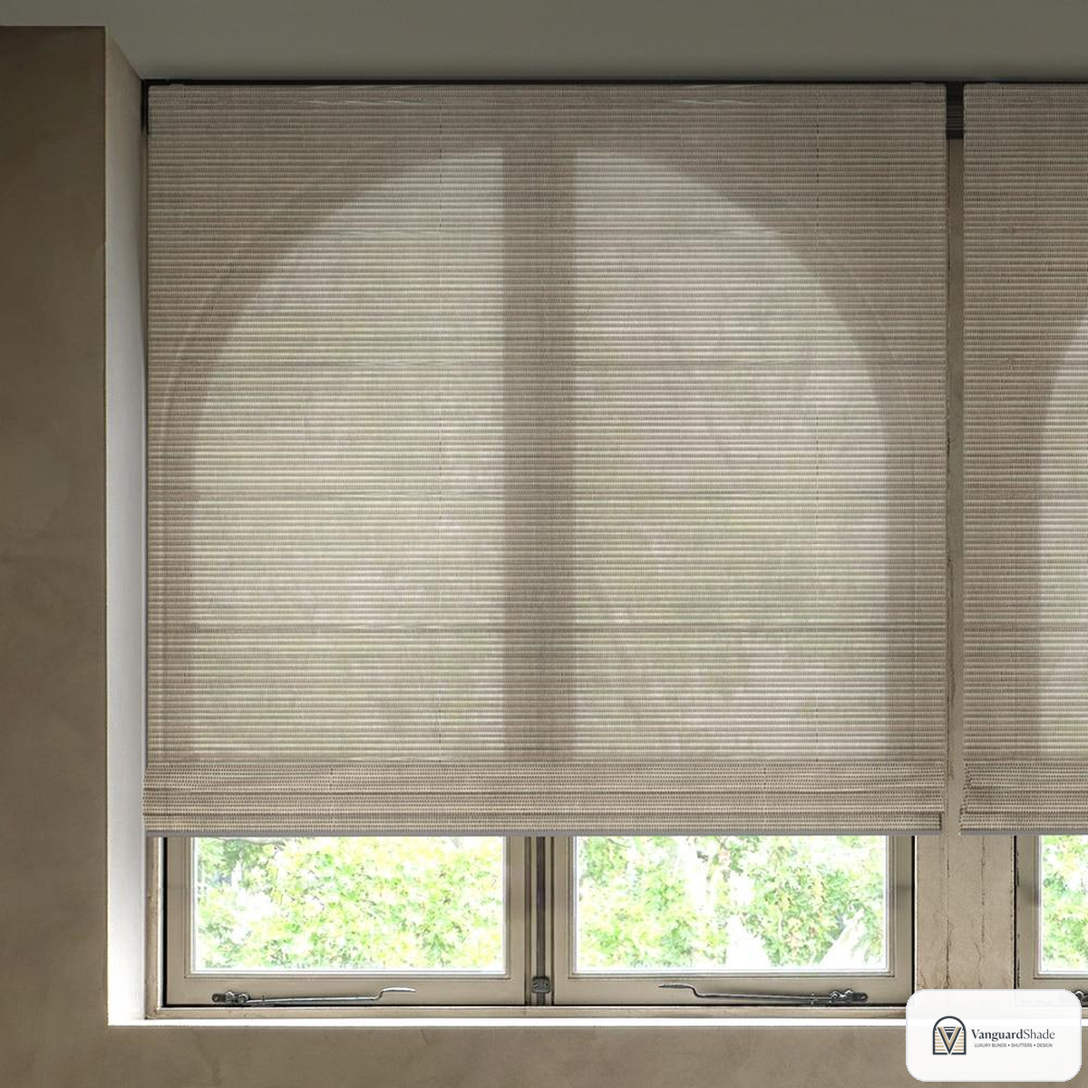 Vanguard Shade Roman Shade, Blackout Lined, Custom Cut - front view