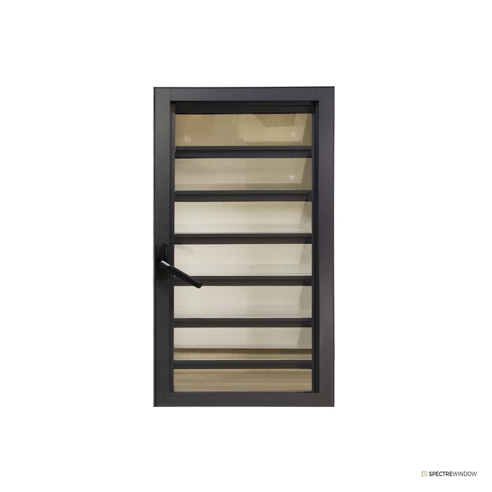 Spectre Window 70 Series Security Glass Louver Window with Guard Bars - front view