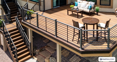 Fast Balcony Horizontal Bar Balcony Railing System - elevation view