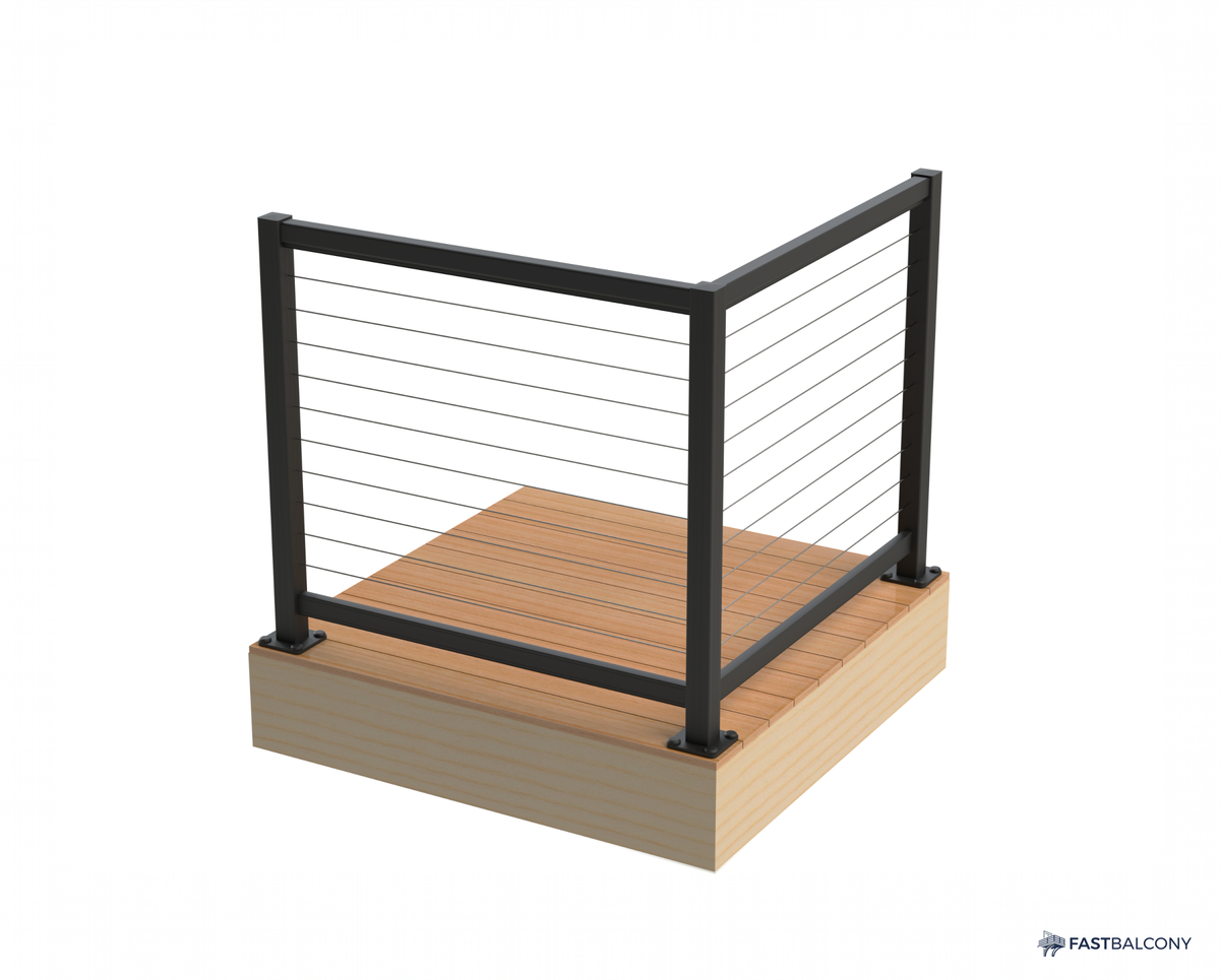 Fast Balcony Stainless Cable Balcony Railing System - elevation view