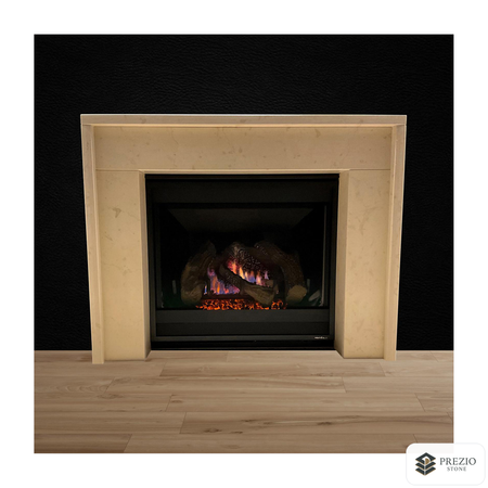 Prezio Stone Margot Carved Stone Fireplace Mantel in Moleanos Limestone - primary material view