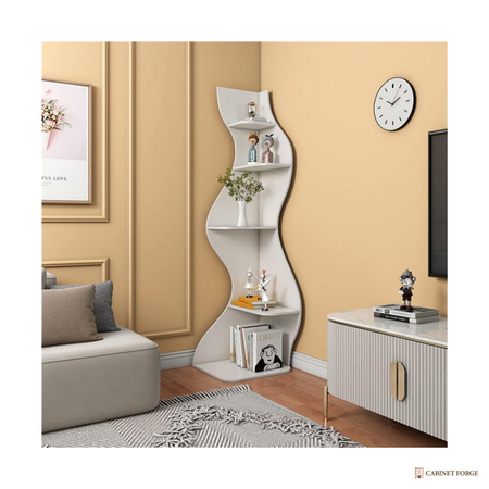 Cabinet Forge White Wave Corner Shelf - front view
