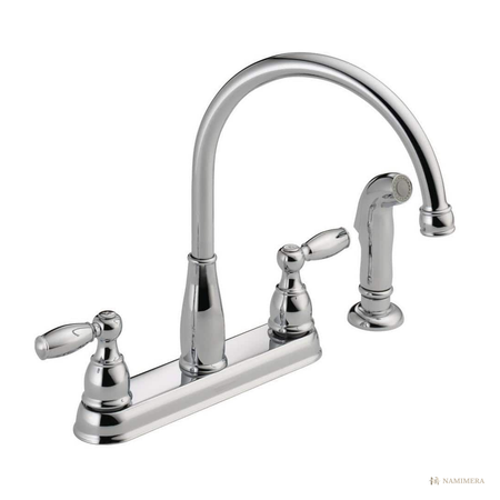 Namimera 2-Handle Standard Kitchen Faucet with Side Sprayer, 1.8 GPM, Chrome - front view