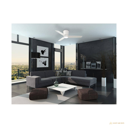 Light Archon Zephyr 48 in. Integrated LED Flush Mount Ceiling Fan with Wall Control, Flat White - front view