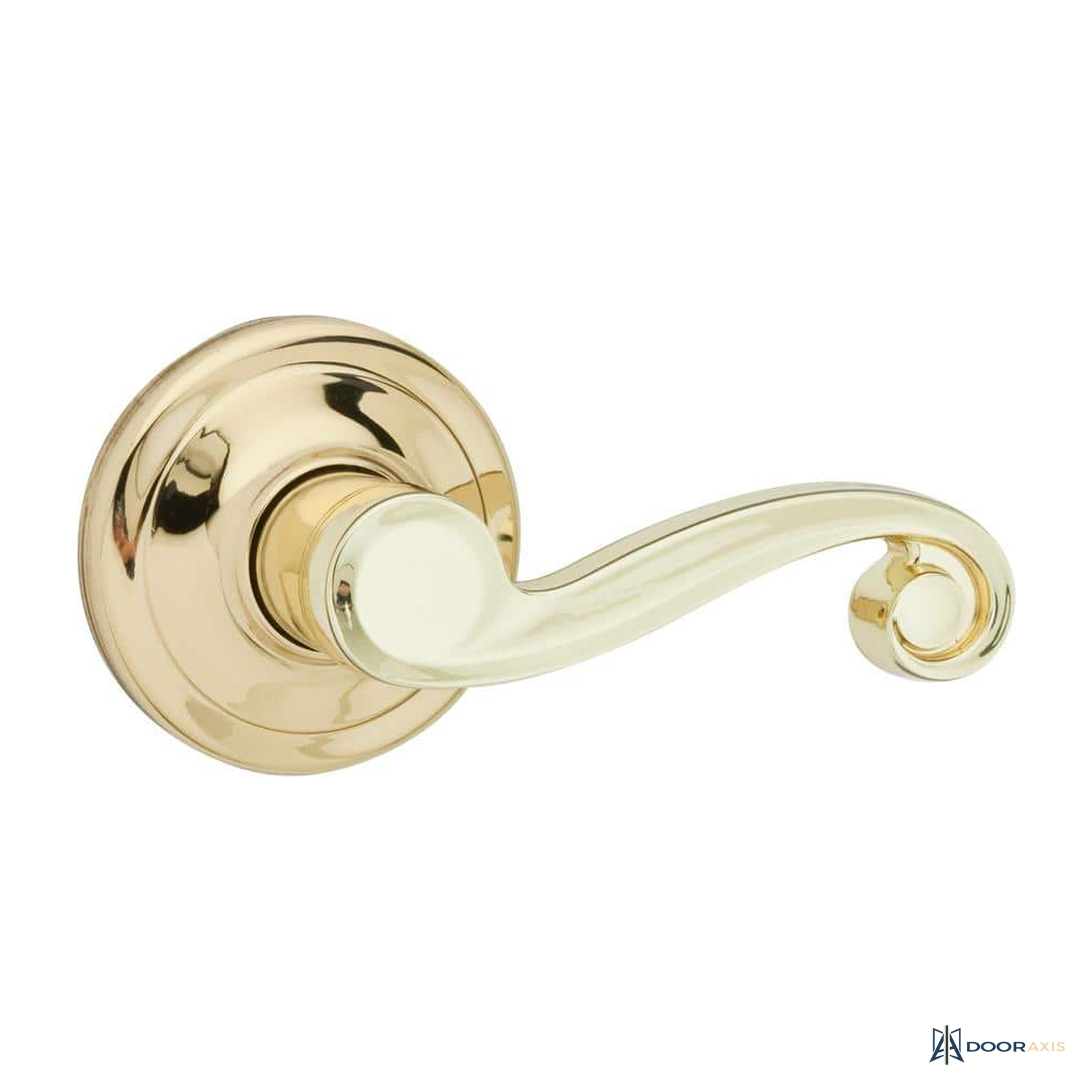 Door Axis Wave Door Lever, Classic Brass and Bronze Interior Set - front view