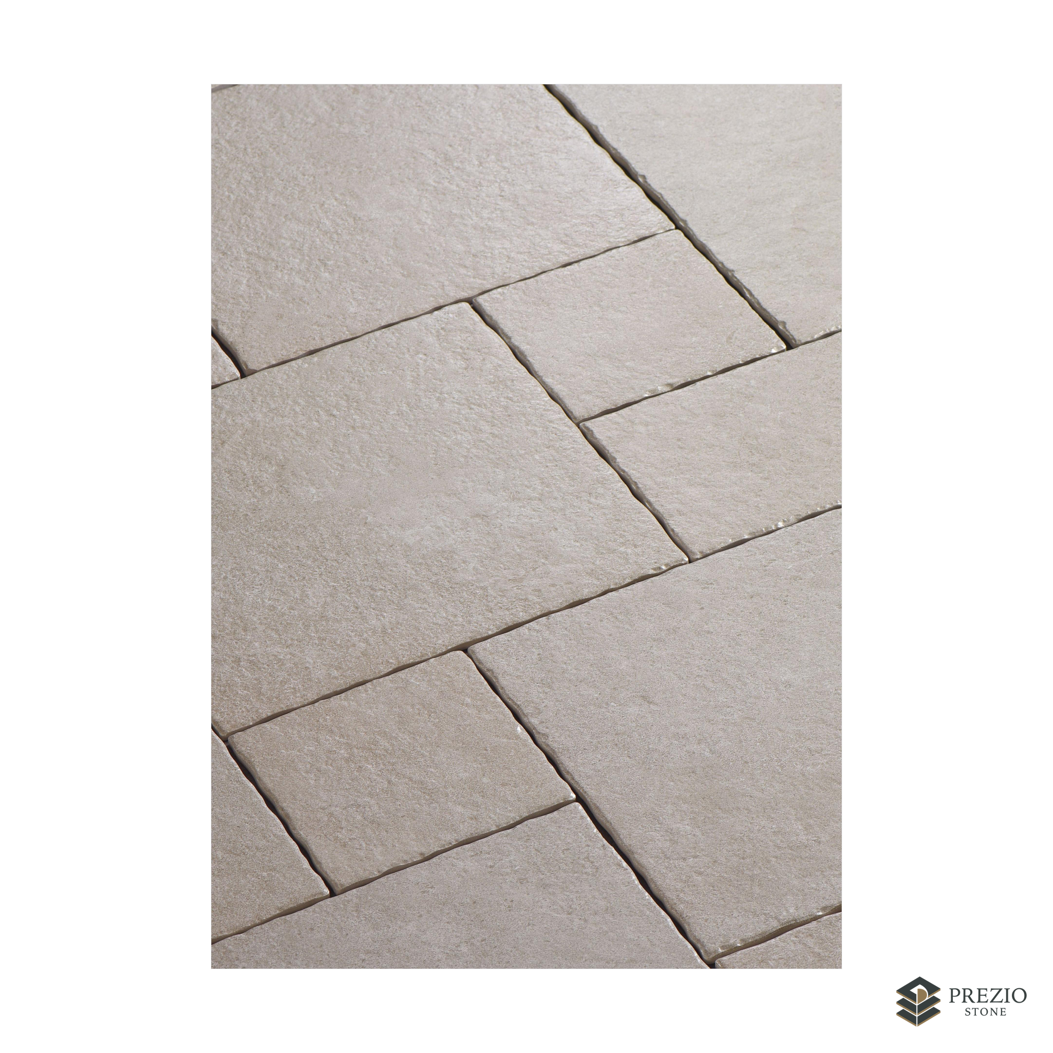 Prezio Stone Burgundy Grey Limestone Look Porcelain Tile, Modular Set - primary material view