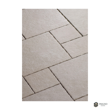 Prezio Stone Burgundy Grey Limestone Look Porcelain Tile, Modular Set - primary material view