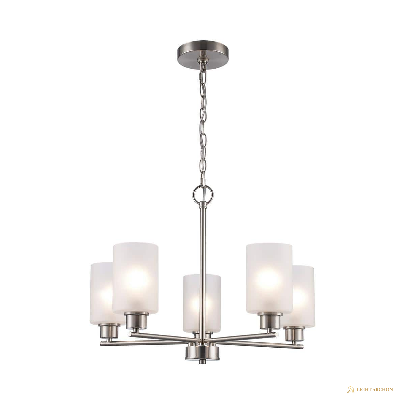 Light Archon Calyx 5-Light Chandelier with Frosted Cylinder Shades - front view
