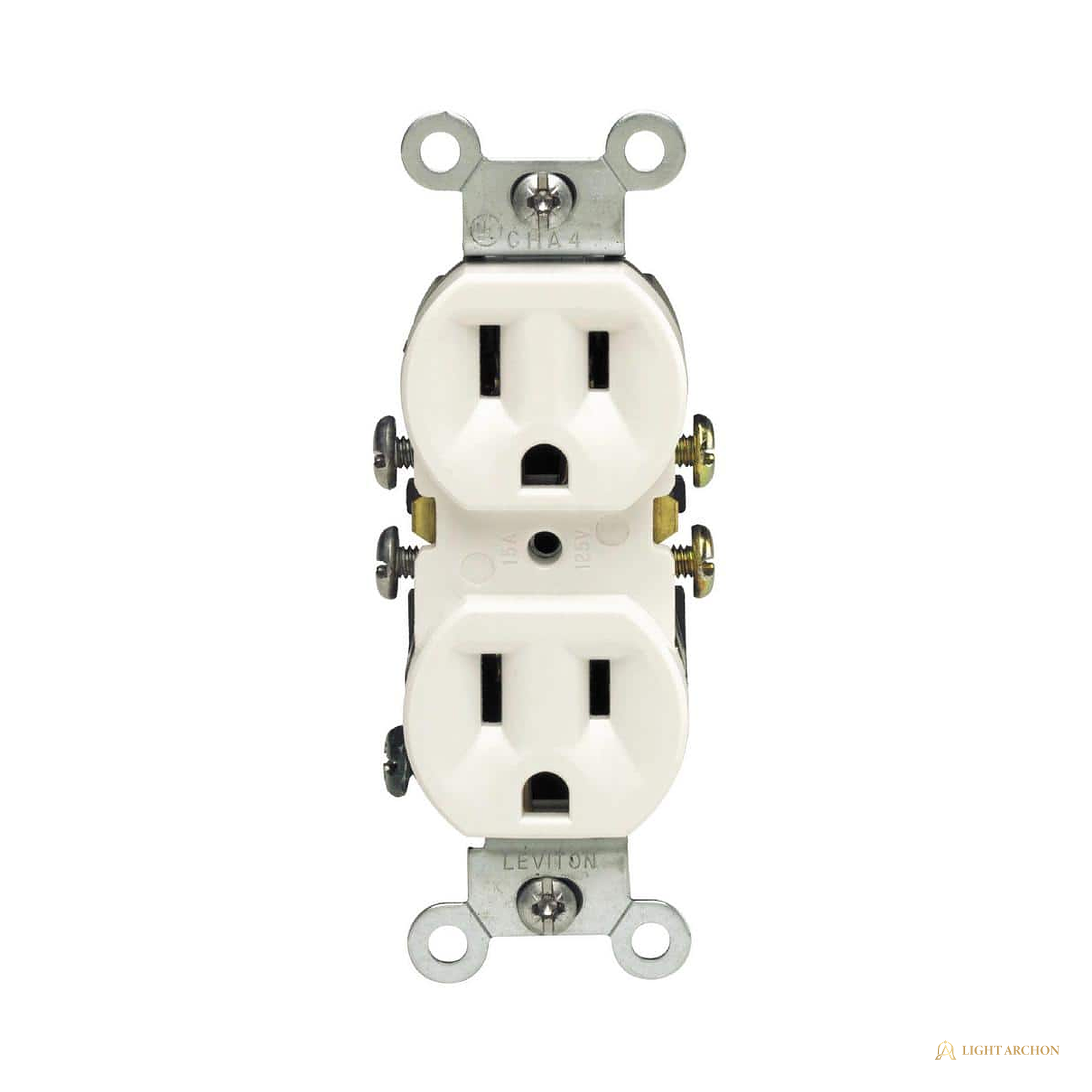 Light Archon Hearthline 15A Duplex Outlet - front view